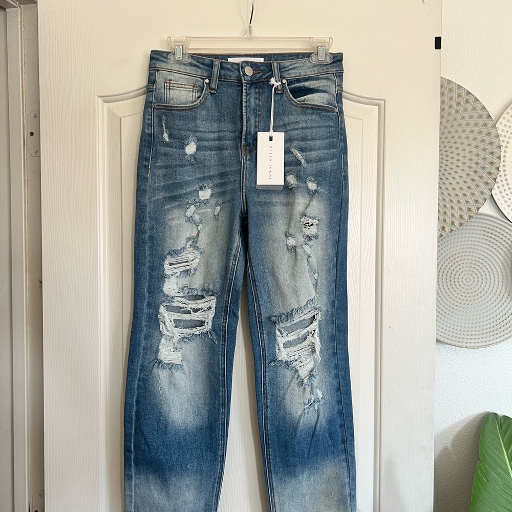 Distressed Blue Jeans